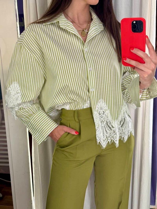 Camicia righe verde