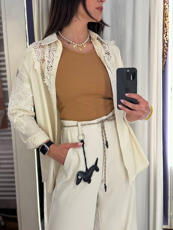 Camicia Pizzo Crema