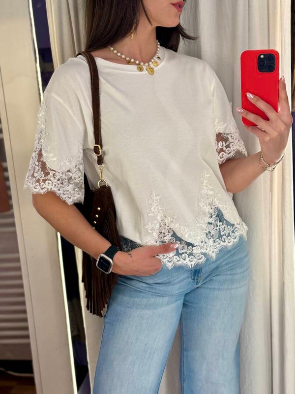 T-shirt Pizzo Bianca