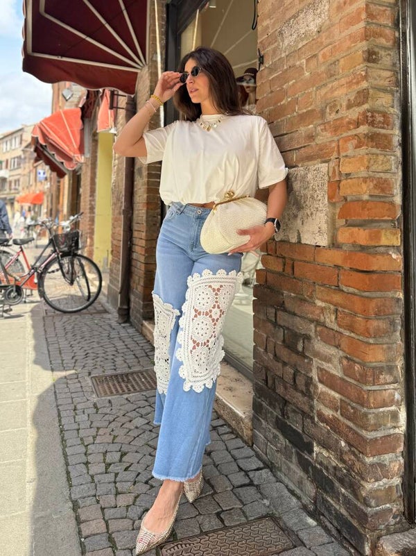 JEANS CROCHET AZZURRO