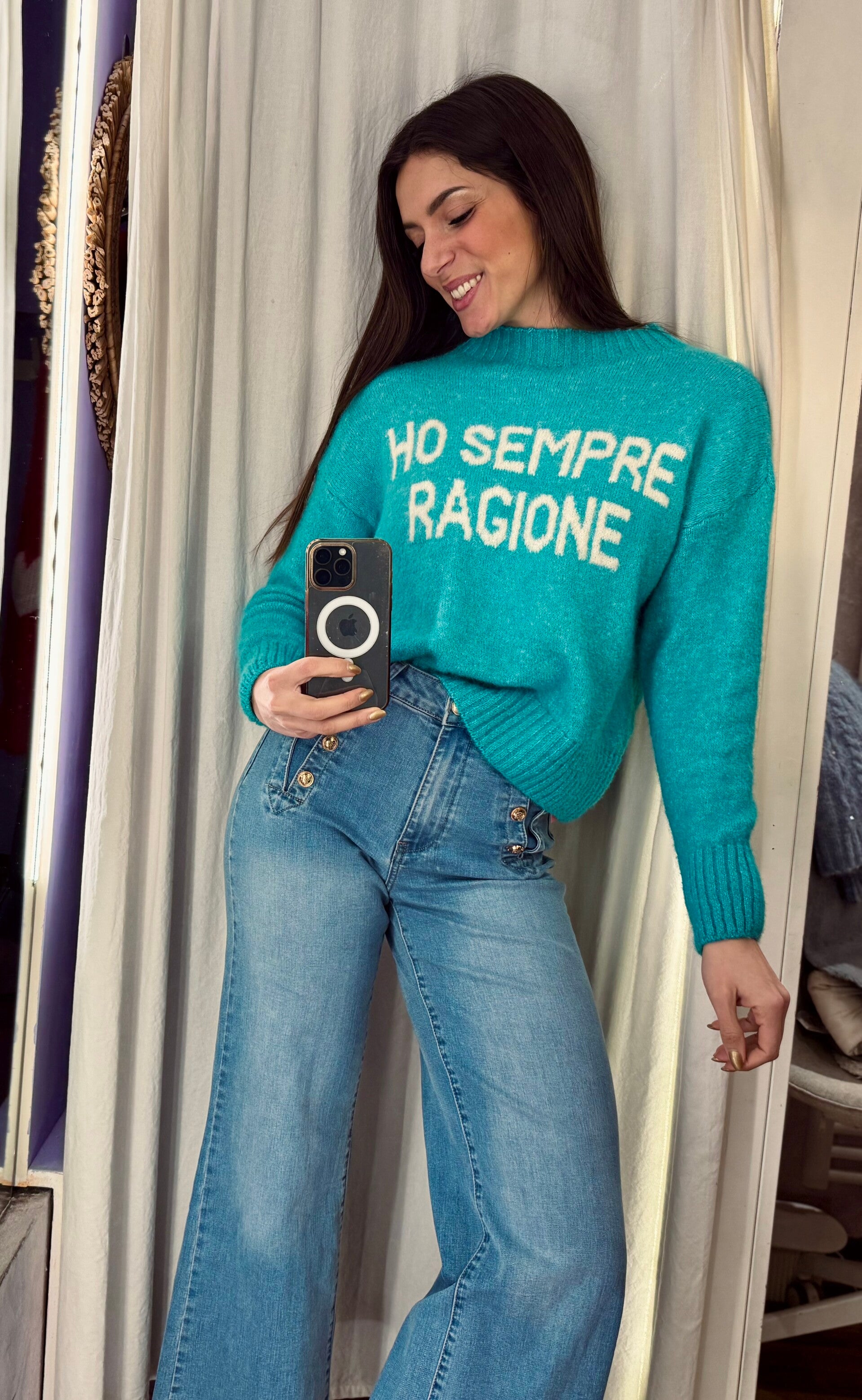 Maglione HO SEMPRE RAGIONE verde acqua -20%