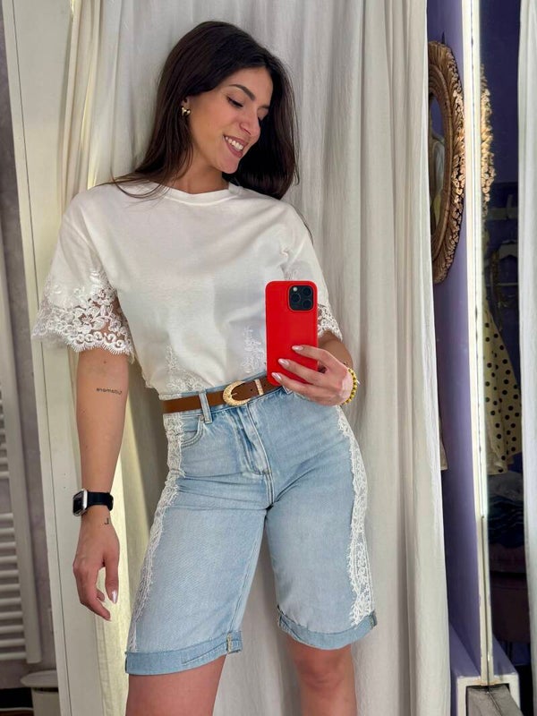 T-SHIRT PIZZO BIANCA