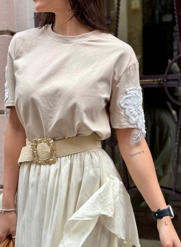 T-SHIRT FIORE BEIGE