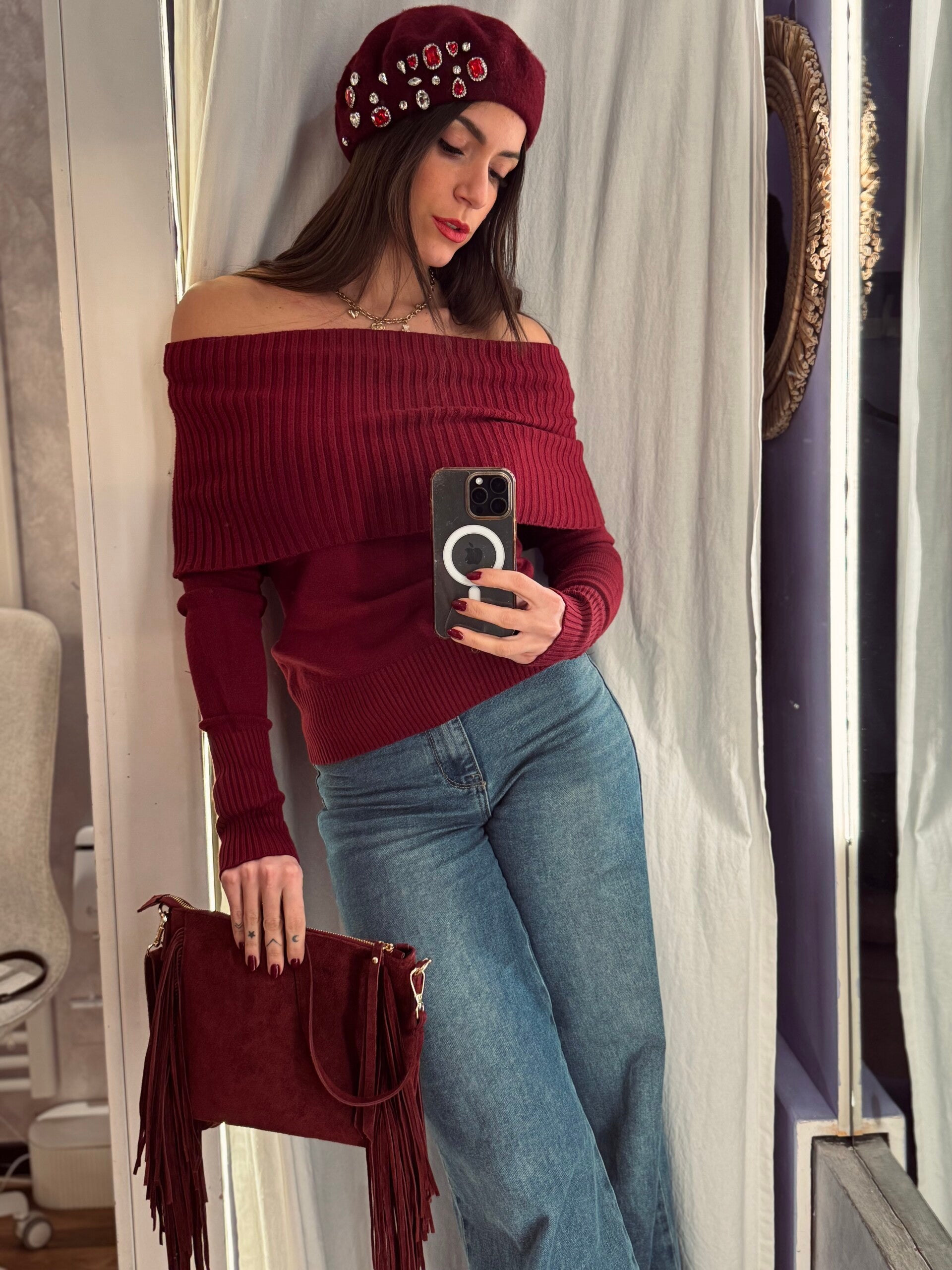 Dolcevita sciallato bordeaux -20%