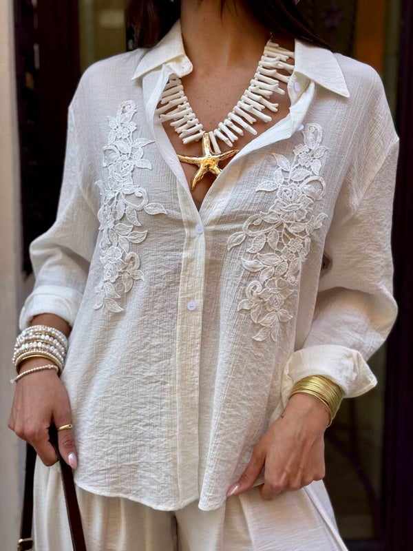 CAMICIA RICAMI BIANCA