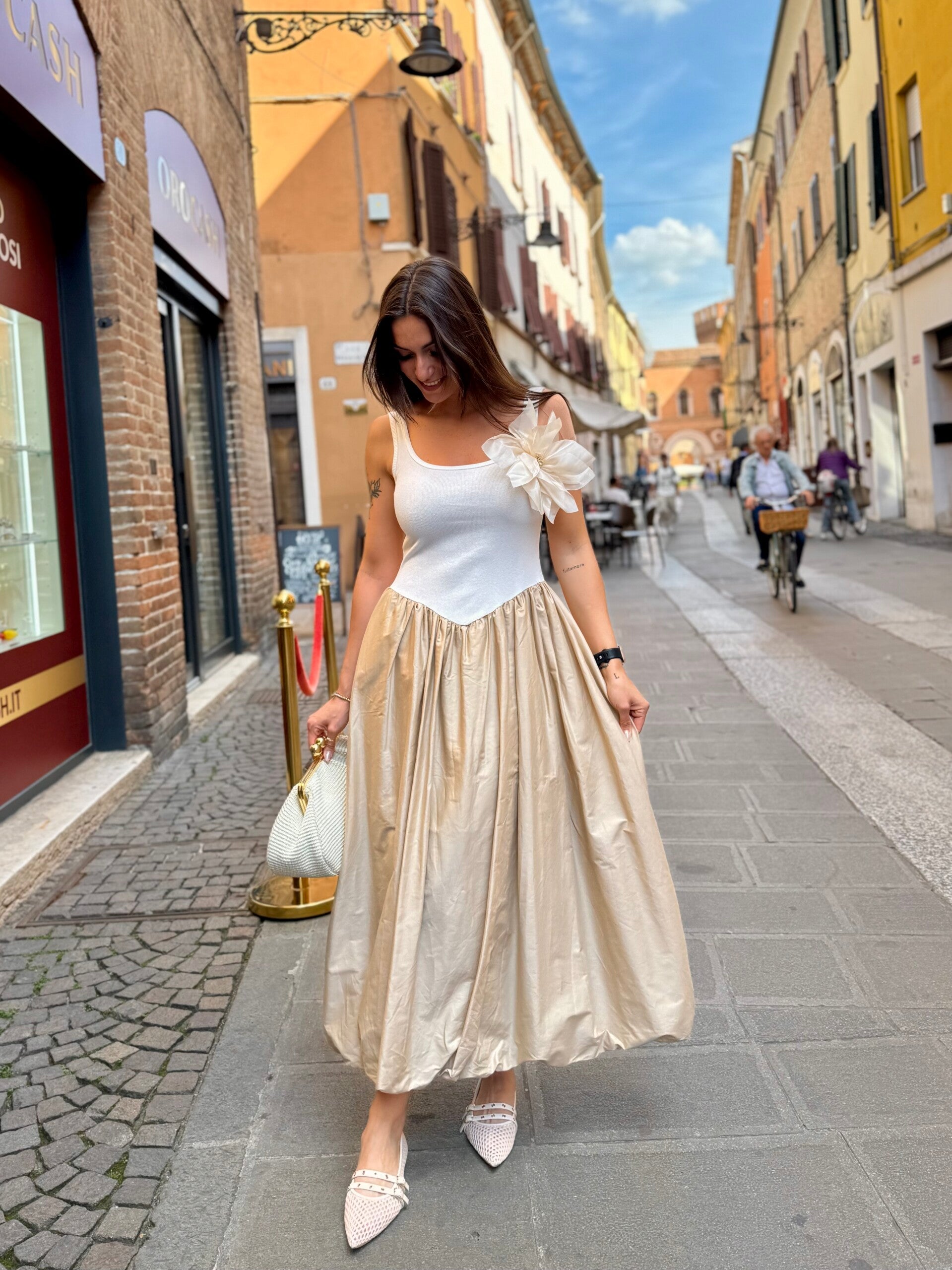 ABITO MIDI FIORE 3D