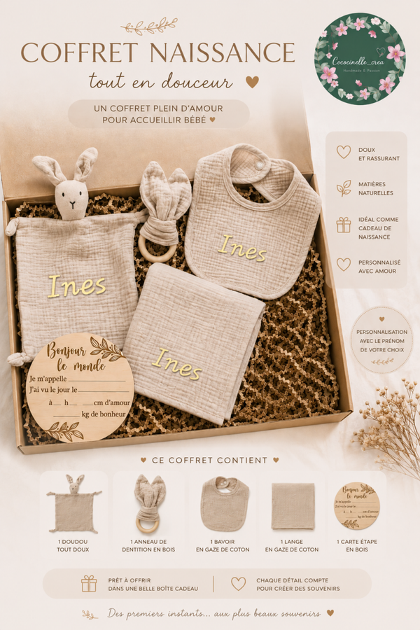 Coffret cadeau de naissance personnalisé