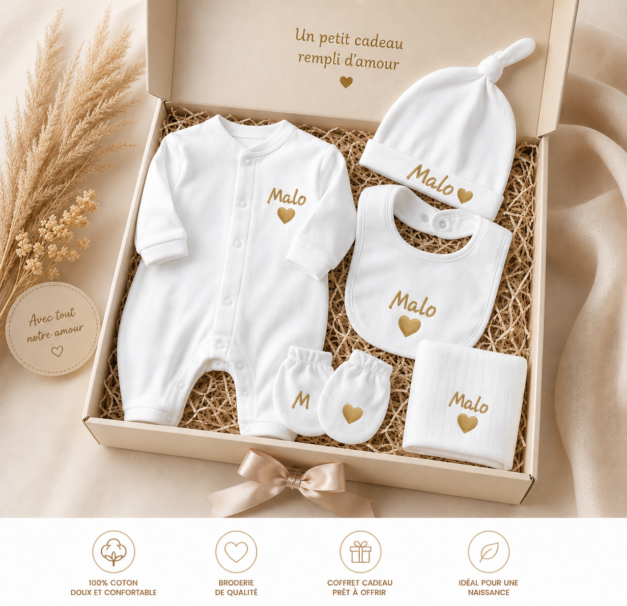 Coffret ensemble barboteuse personnalisé