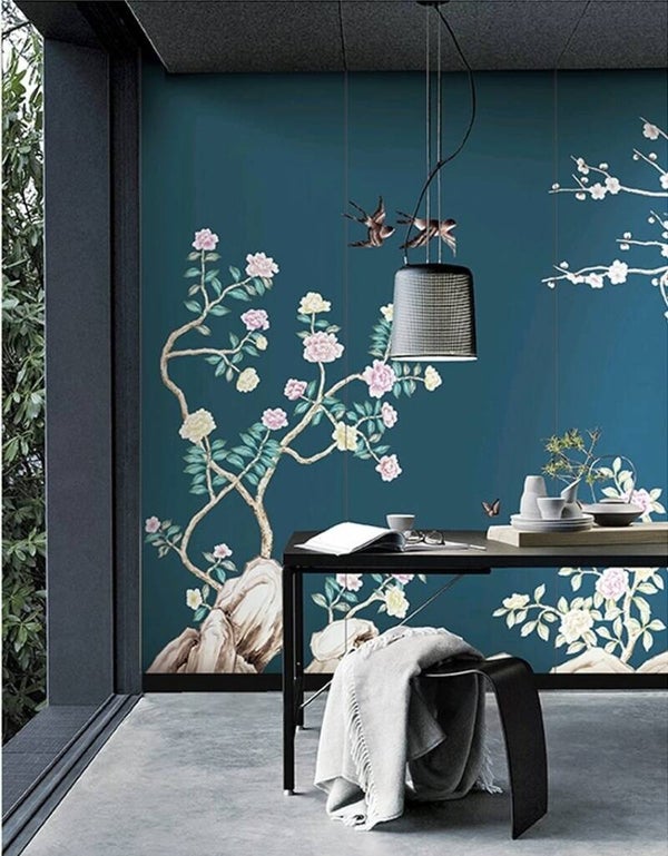 Oriental Blossom & Bird Wall Mural/ Per SQM