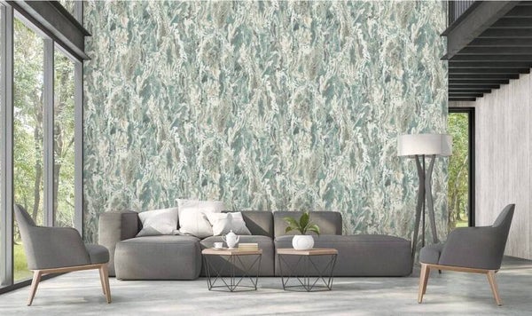 Liquid Marble - Teal & Stone wallpaper /per SQM