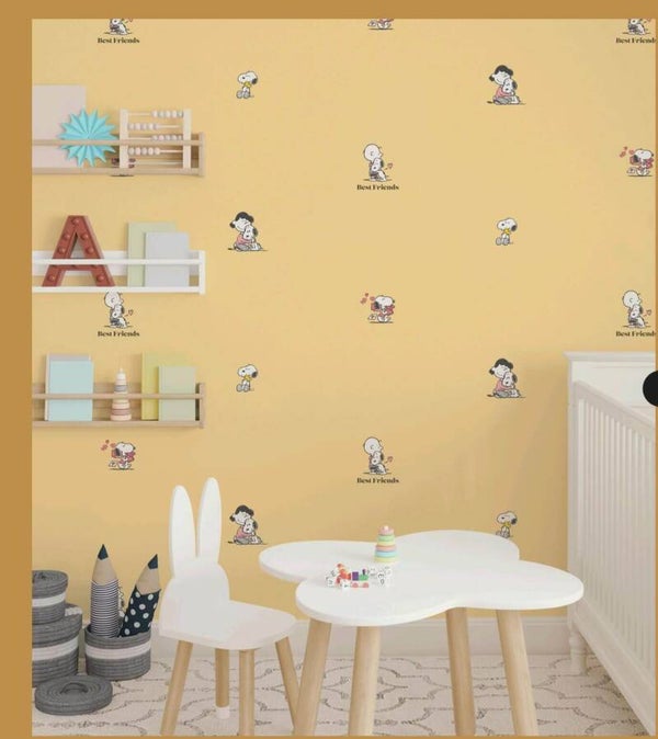Snoopy Best Friends Kids Wallpaper - Yellow/per SQM