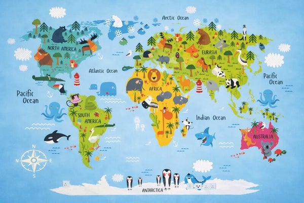 World Map Kids Wallpaper Dubai/per SQM