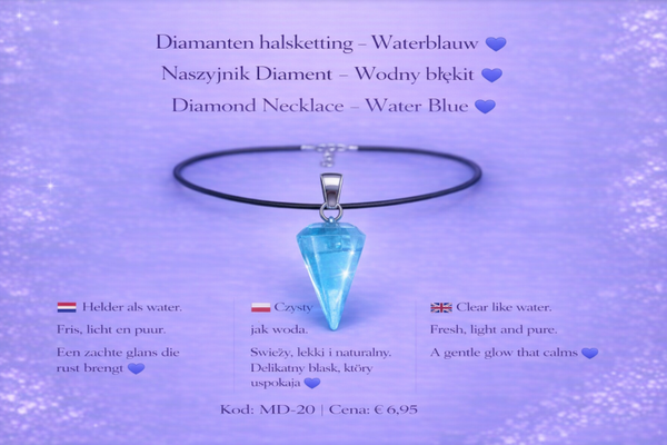 Diamanten halsketting – Waterblauw 💙