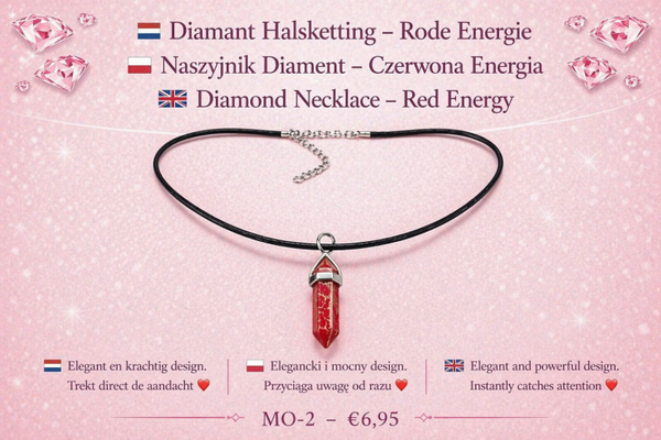 Diamant Halsketting – Rode Energie