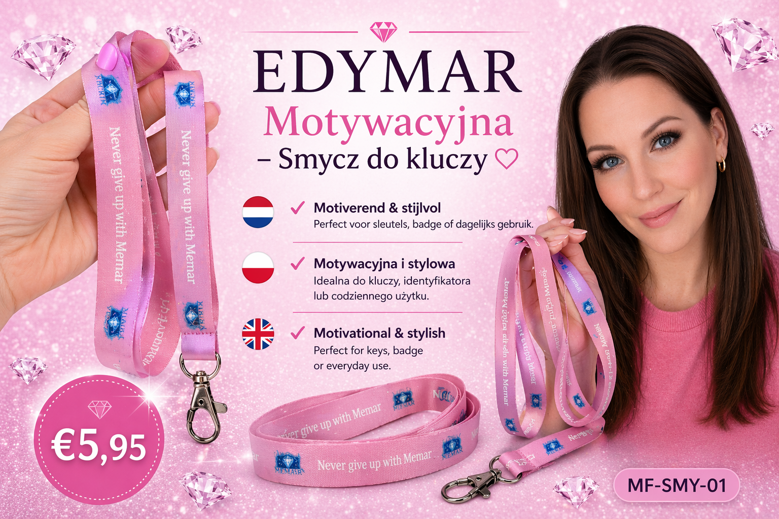 EDYMAR - Motiverende Sleutelhanger koord💎