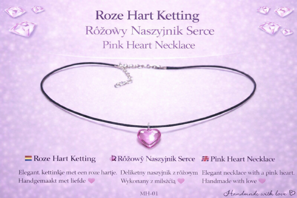 Elegante ketting met een roze hartje.