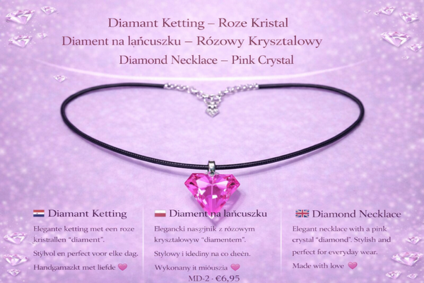 🇳🇱 Diamant Ketting – Roze Kristal