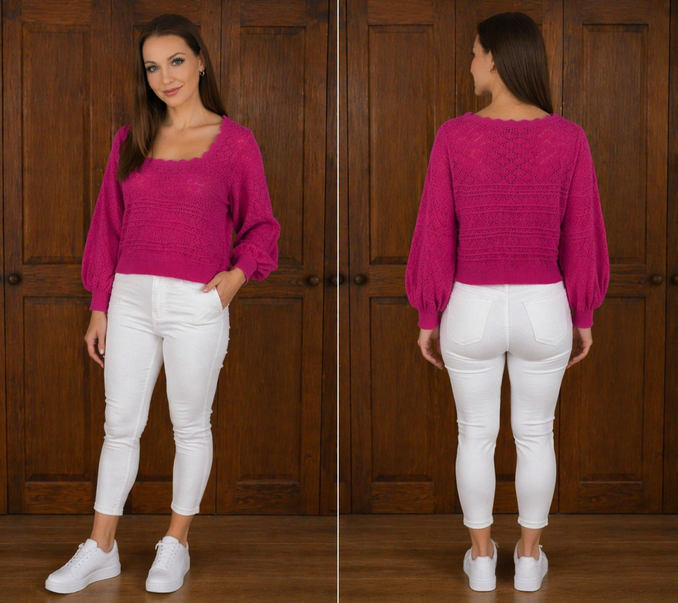 Roze kanten elegante trui