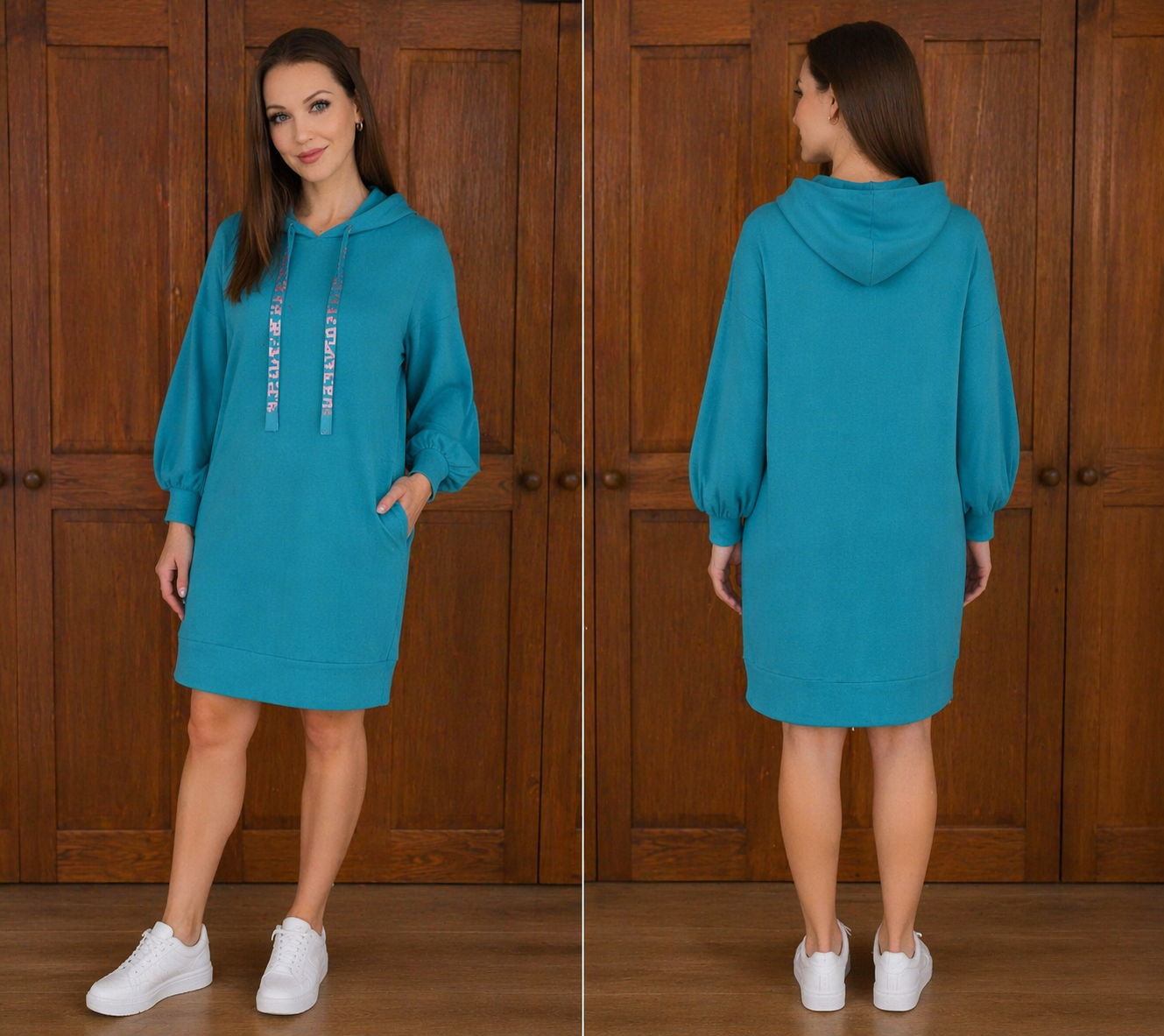 Turquoise Hoodie Dress