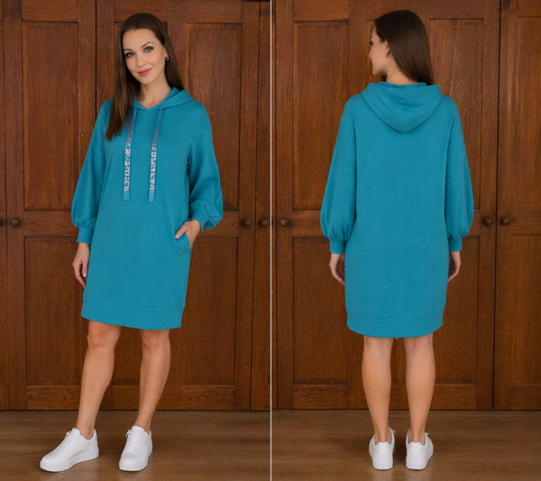Turquoise Hoodie Dress