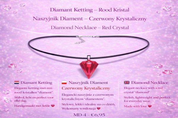 🇳🇱 Diamant Ketting – Rood Kristal