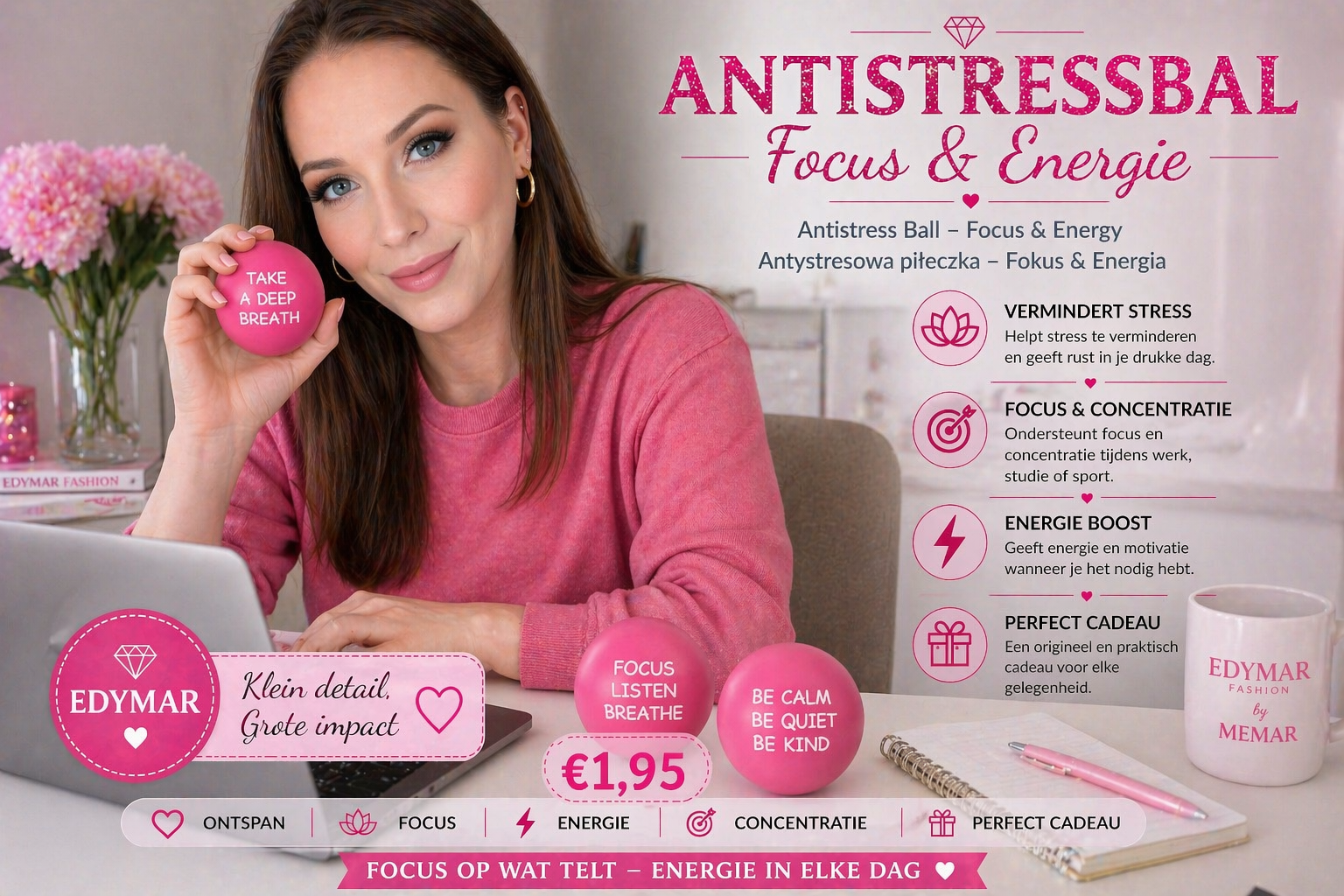 Antistressbal – Focus & Energie -roze🩷