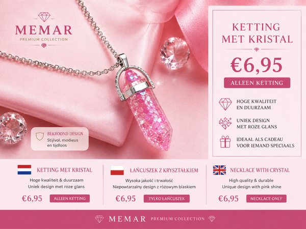 🇳🇱 Roze kristal ketting