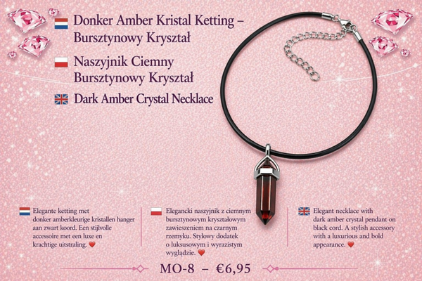 Donker Amber Kristal Ketting