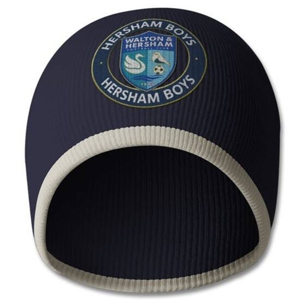 Beanie (non fold) - Hersham Boys - Navy Blue and Stone