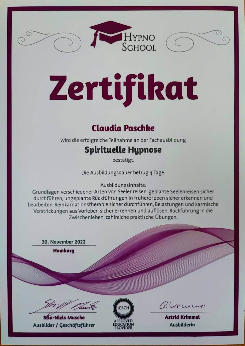 Spirituelle Hypnose  - Claudia Paschkee