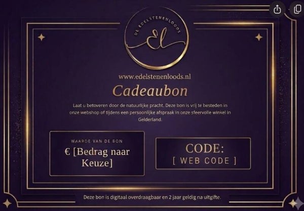 Edelstenen cadeau bon | digitaal verzonden | kies je bedrag