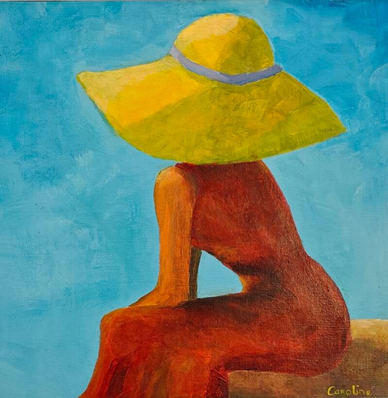 Mijmeren | formaat 25 x 25 cm | acrylverf op canvasboard | 175,- incl. lijst met passepartout