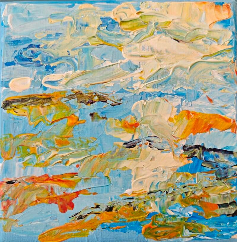 Zonnespoor | formaat 10 x 10 cm | acrylverf op canvasdoek | 25,- excl. lijst