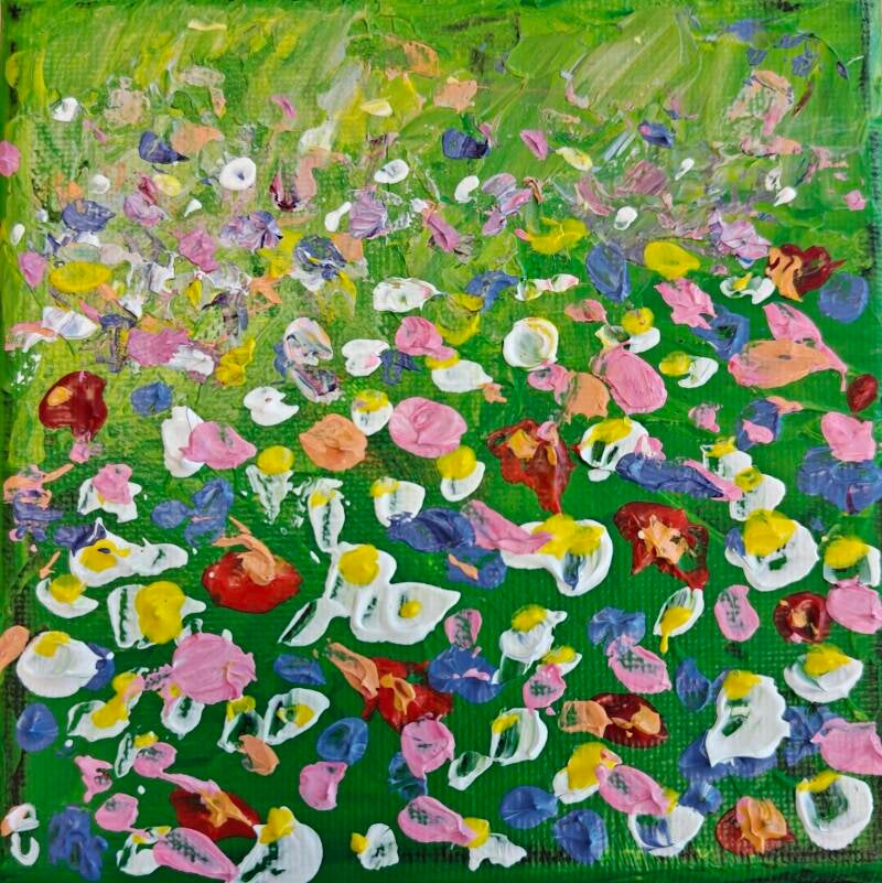 Bloemetjes | formaat 10 x 10 cm | acrylverf op canvas | 25,- excl. lijst