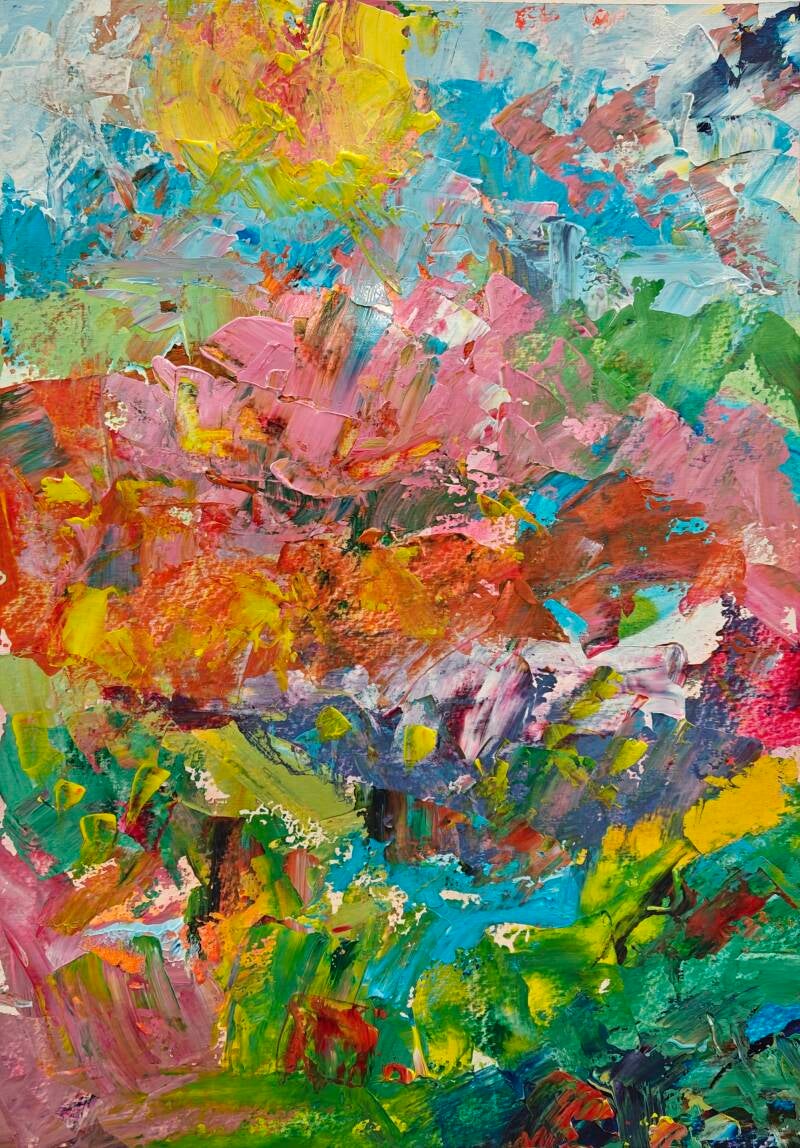 Veldbloemen I formaat 48 x 36 cm I acrylverf op 300 grams papier I 195,- excl. lijst
