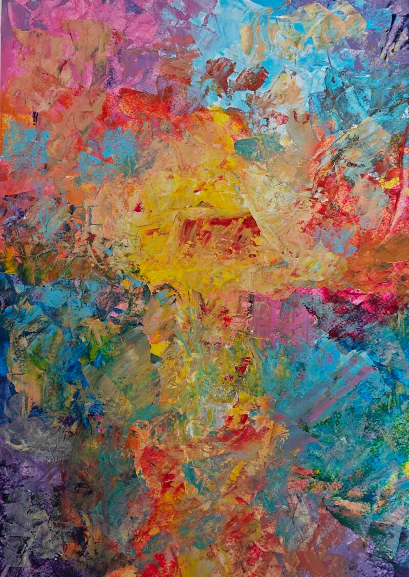 Zonsondergang I formaat 48 x 36 cm I acrylverf op 300 grams papier I 195,- excl. lijst
