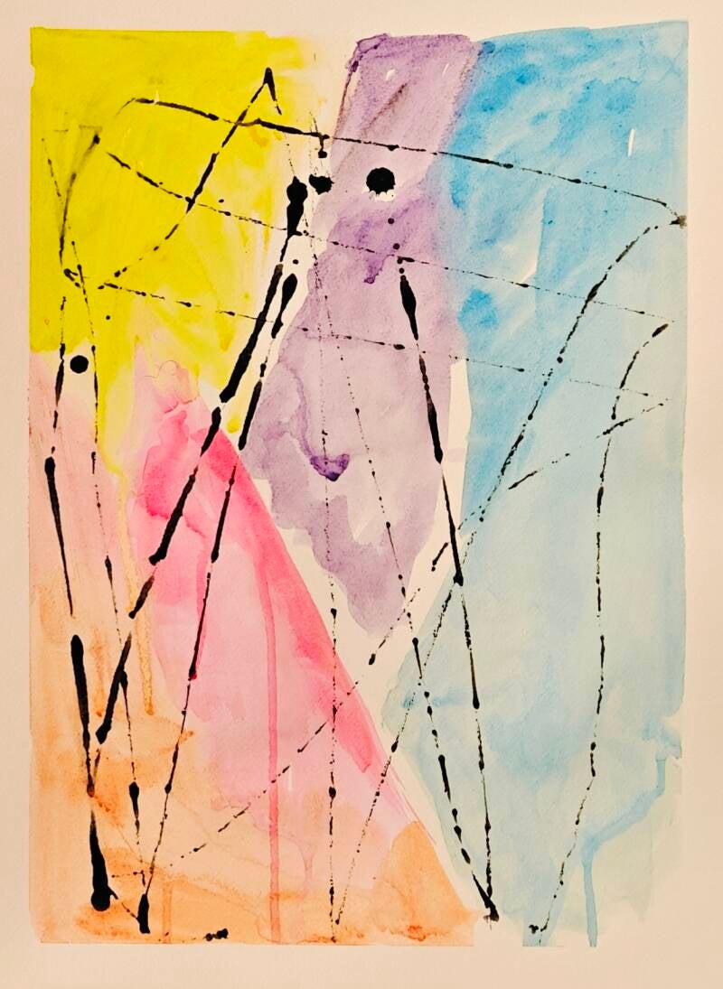 Lose your marbles II | formaat 48 x 35 cm I acrylverf op 300 grams papier I 195,- incl. lijst 