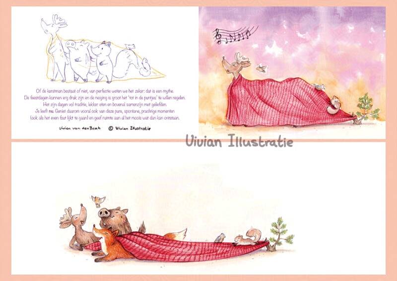 Kerstkaart vivian illustratie 