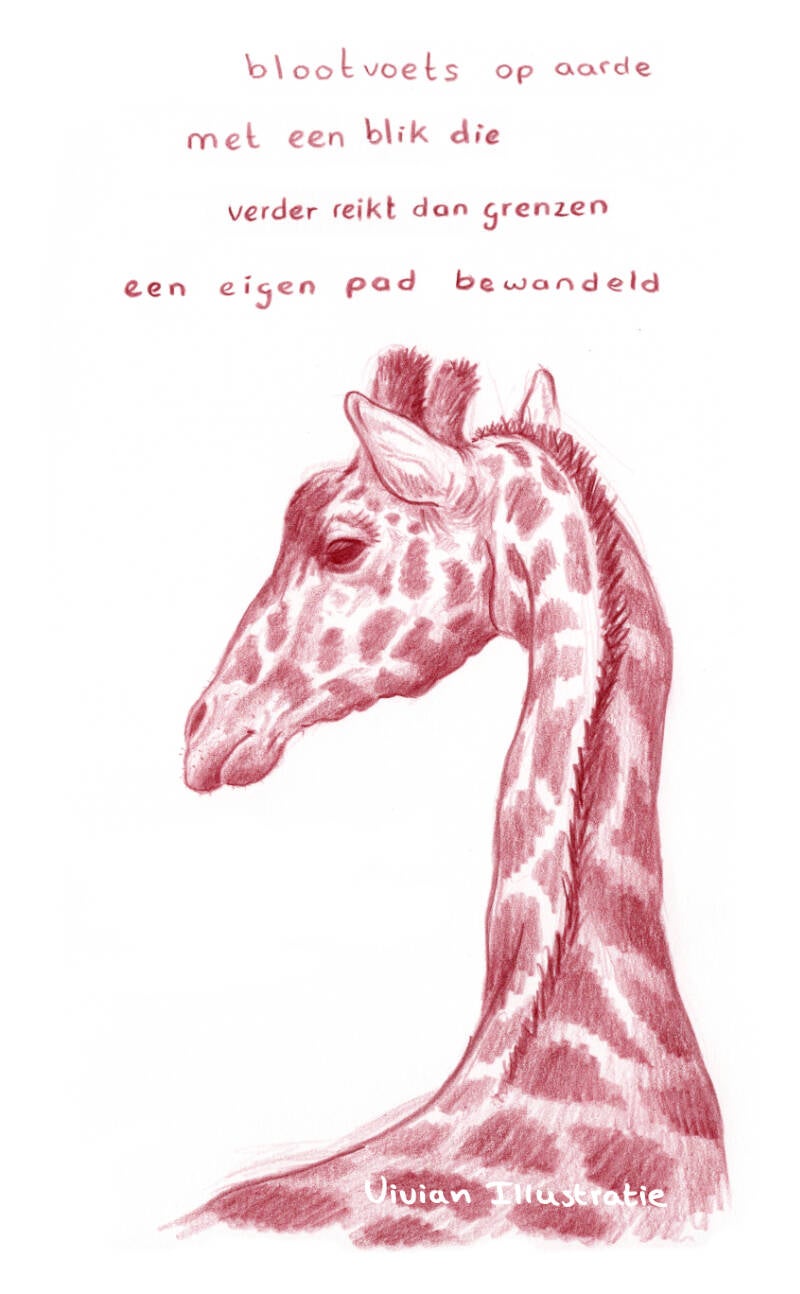 Illustratie rouwkaart giraffe - Vivian Illustratie GGZ materiaal