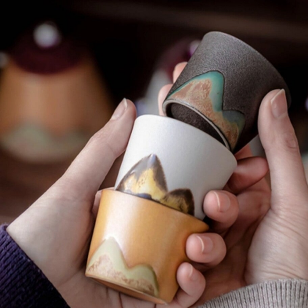 3 Mini Tazas De Té De Cerámica
