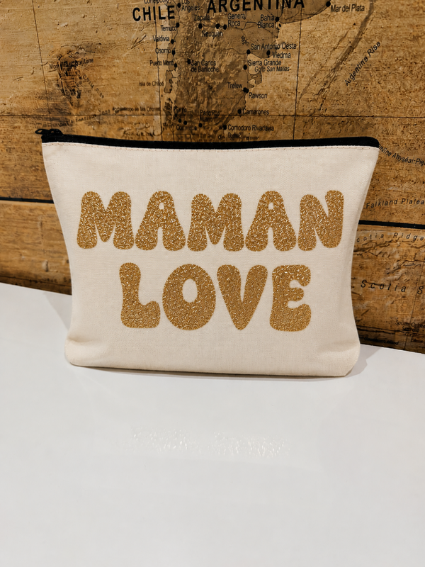 Pochette personnalisée pailletée dorée