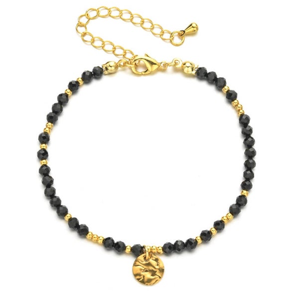 Bracelet Perlé Noir & Doré – Élégance Minimaliste
