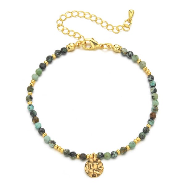 Bracelet Perlé Vert Nature & Doré – Élégance Bohème