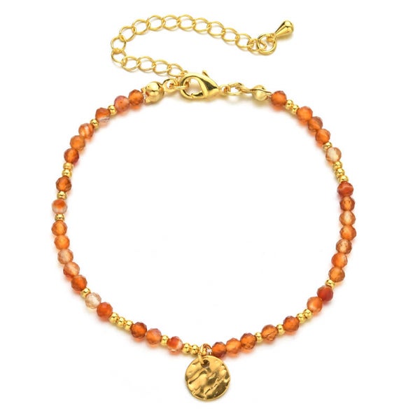 Bracelet Perlé orange & Doré – Douceur et Élégance