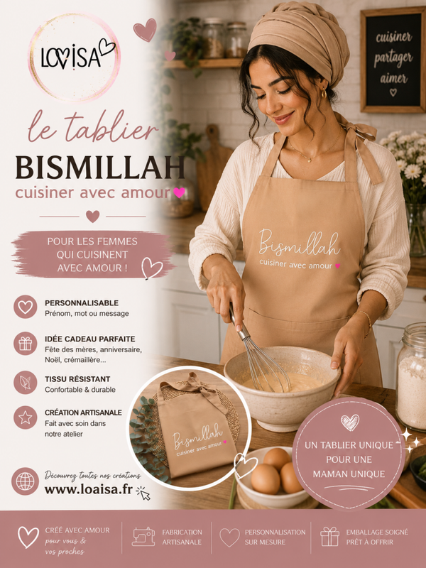 Tablier de cuisine - Bismillah cuisiner avec amour
