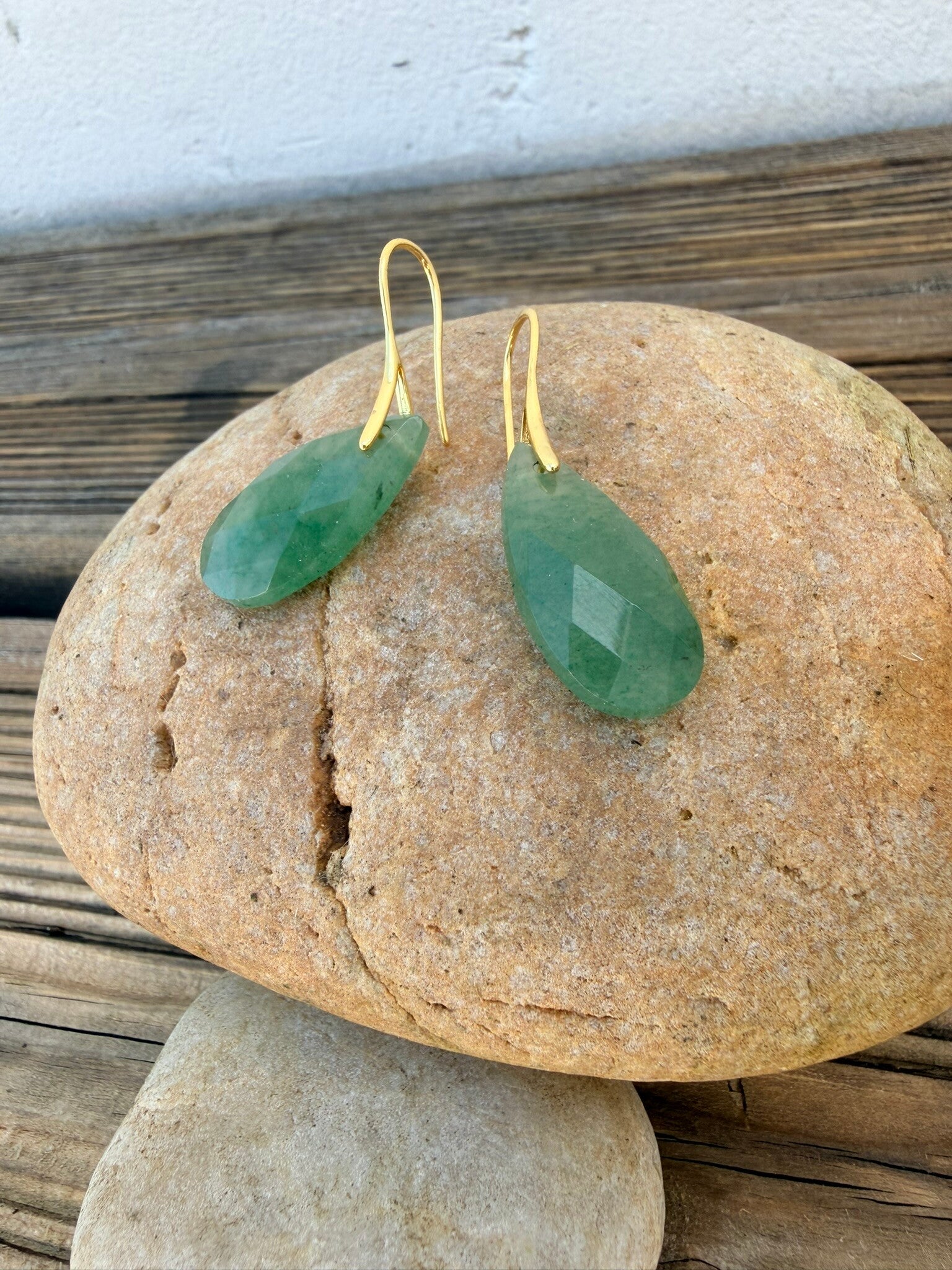 Boucles d’oreilles pendantes en aventurine verte