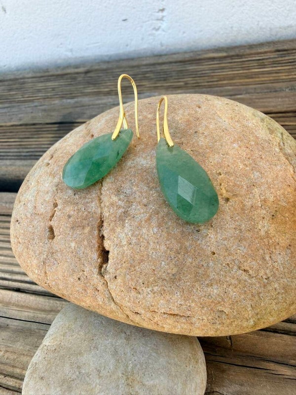 Boucles d’oreilles pendantes en aventurine verte