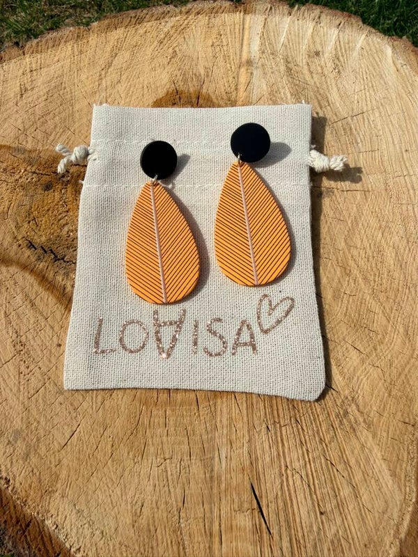 Boucles d’oreilles pendantes jaune feuille