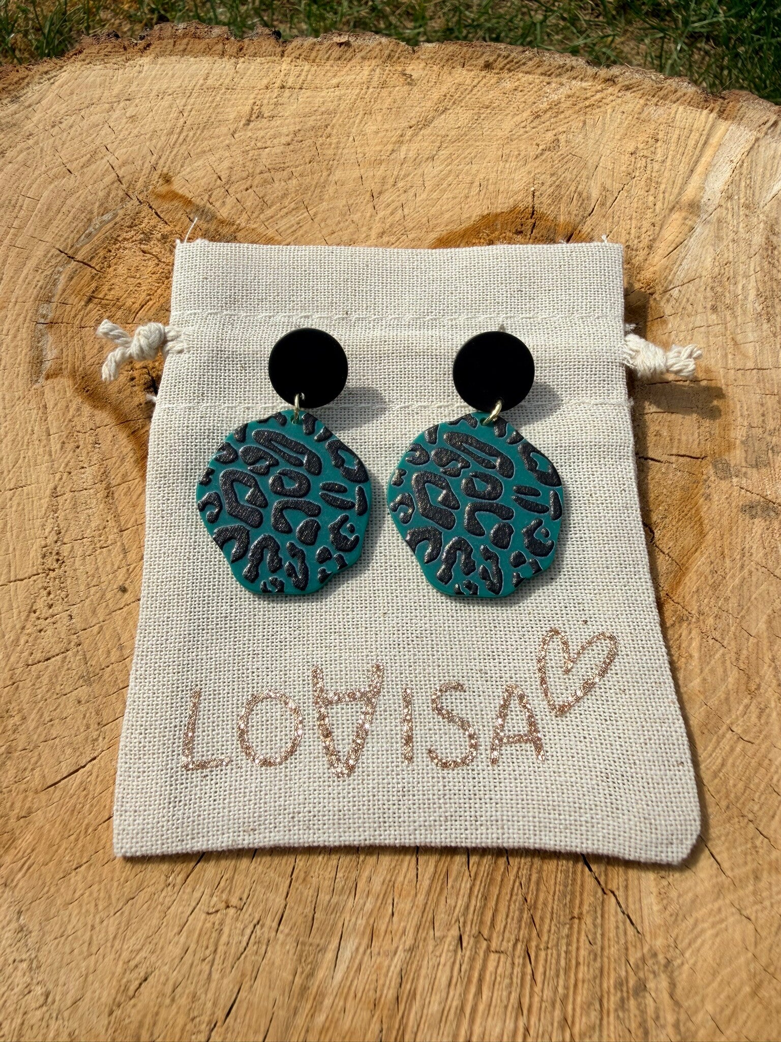 Boucles d’oreilles rondes léopard vert