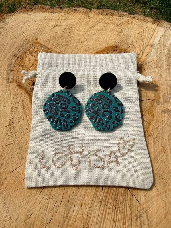 Boucles d’oreilles rondes léopard vert